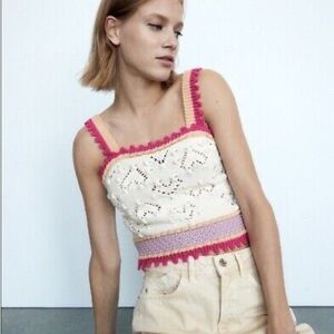 Zara Heart Crochet Knit Top